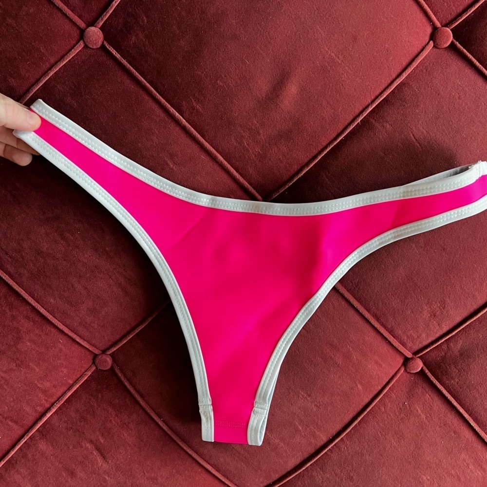 Hoaka Swimwear Neoprene Bikini Bottom Hot Pink & White Size Large — image 6 of 6